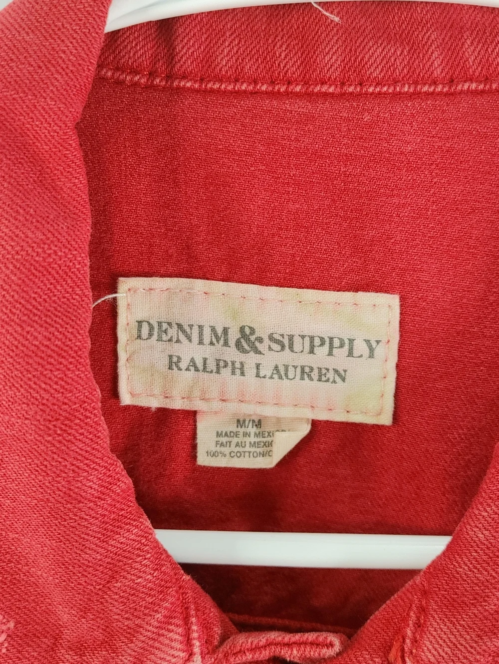 Denim & Supply Ralph Lauren Red Distressed Denim Vest Sleeveless Medium M - Picture 3 of 15
